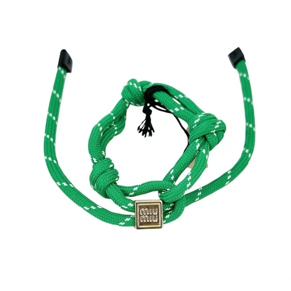 Miu Miu NIB NWT Green & White Cord Rope Bracelet / Anklet - Picture 2 of 9
